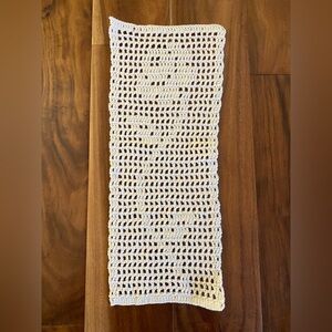 Vintage Handmade Crochet Ecru Rose Filet Doily 100% Cotton